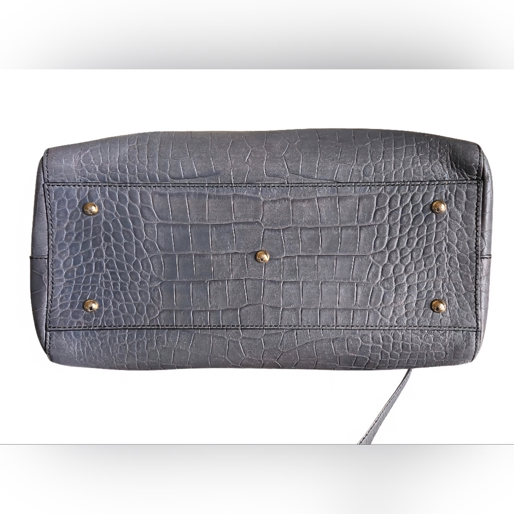 MCM Croc Embossed Gray Leather Large 2 way Satchel T7428 in EUC - Picture 5 of 16